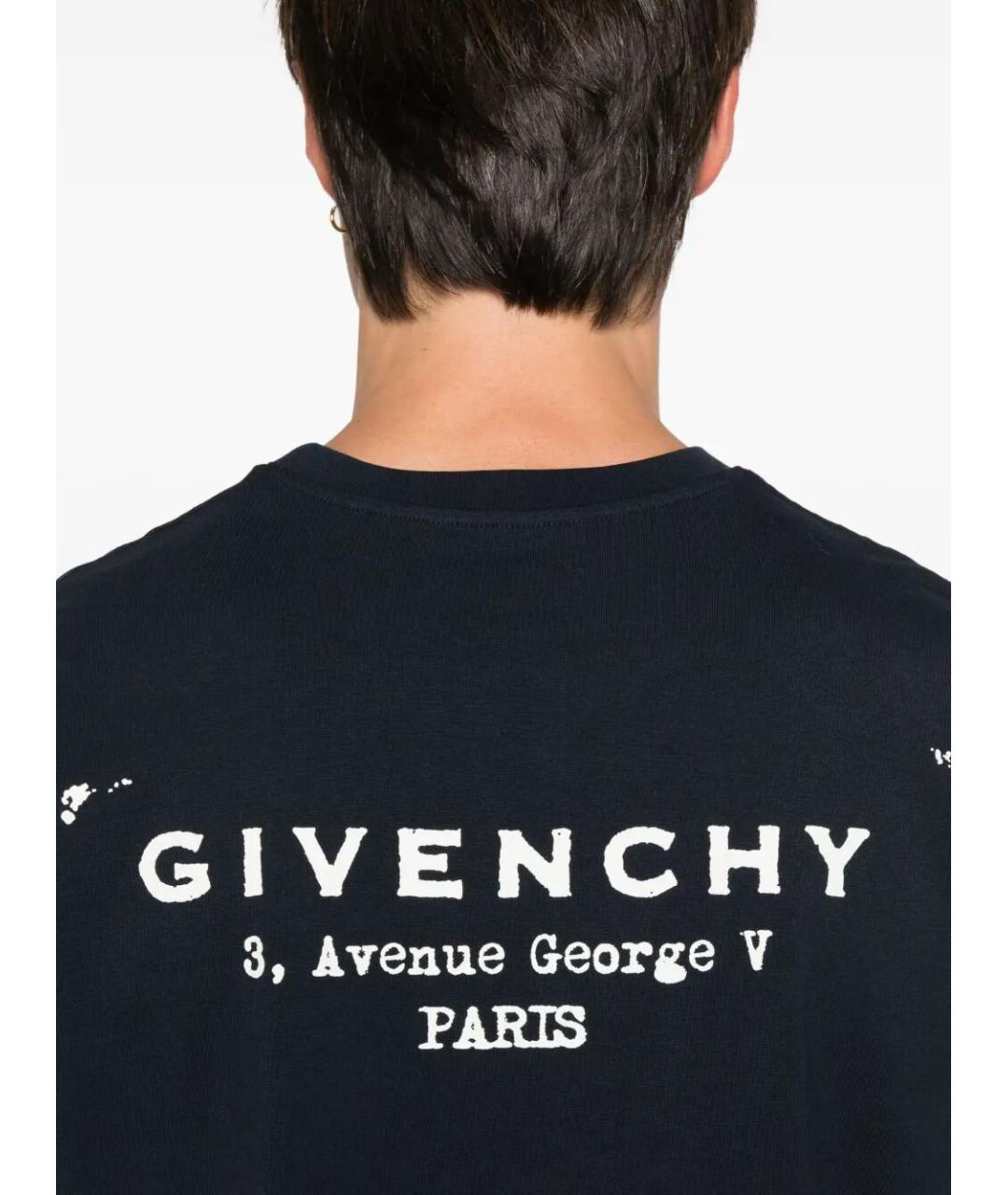 GIVENCHY Темно-синяя хлопковая футболка, фото 4