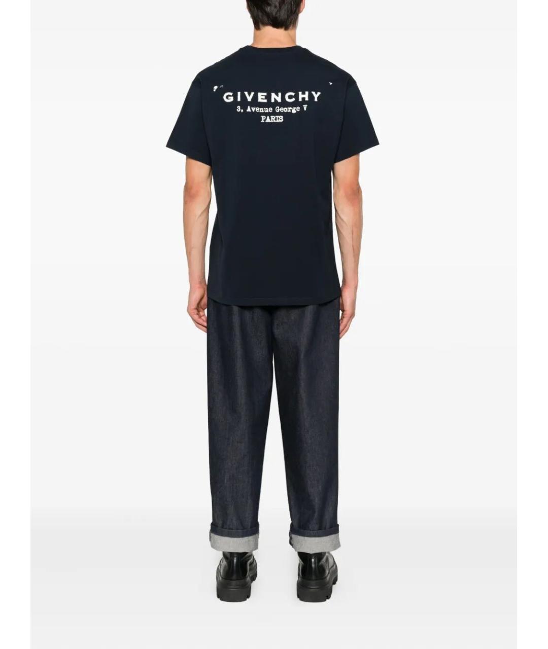 GIVENCHY Темно-синяя хлопковая футболка, фото 3
