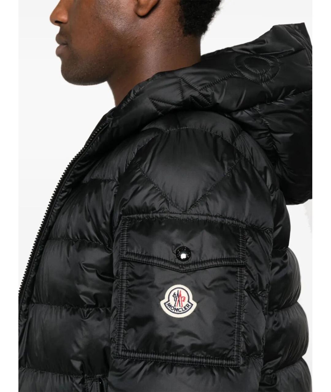 MONCLER Черный полиамидовый пуховик, фото 4