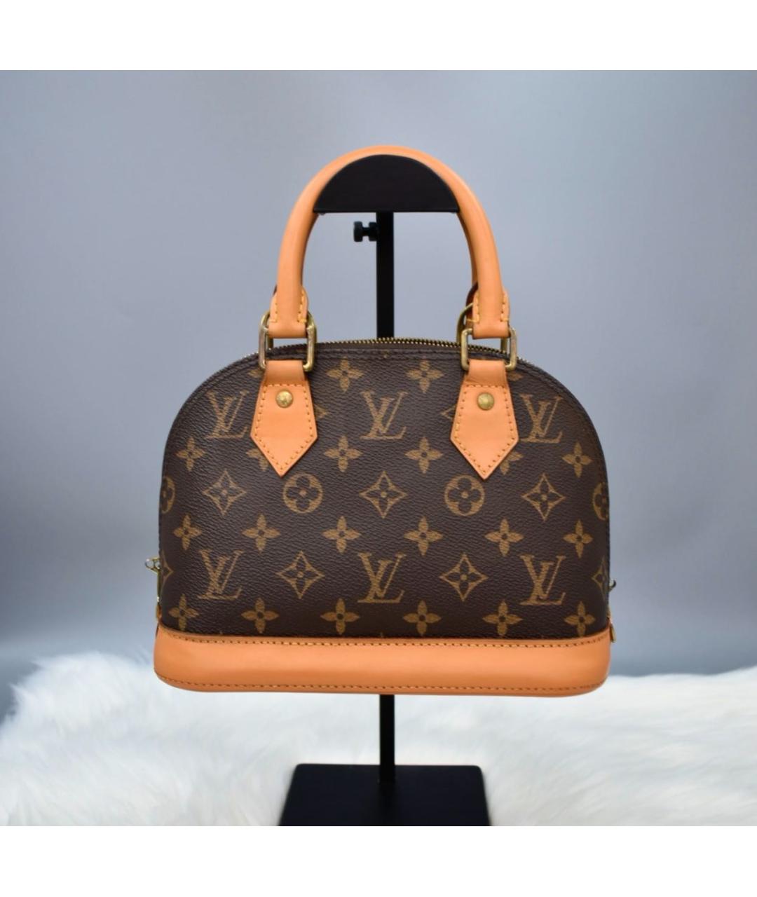 LOUIS VUITTON Коричневая кожаная сумка с короткими ручками, фото 2