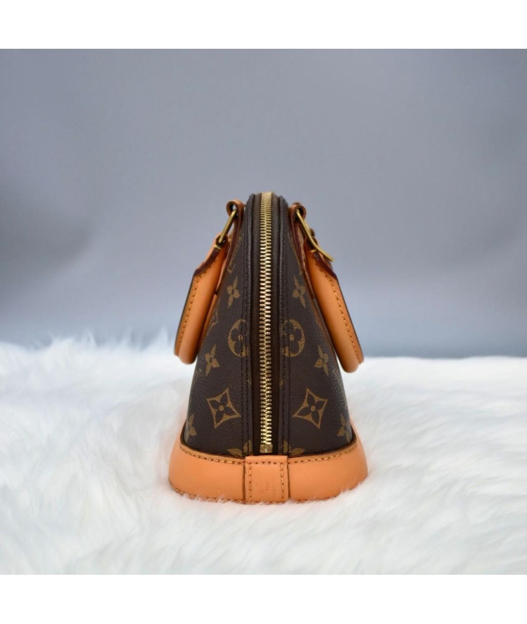 LOUIS VUITTON Коричневая кожаная сумка с короткими ручками, фото 3
