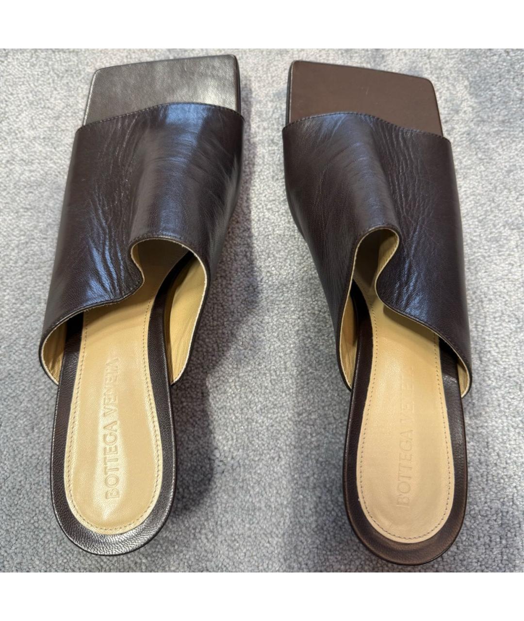 BOTTEGA VENETA Коричневые кожаные босоножки, фото 3