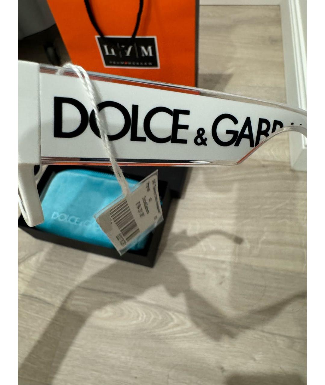 DOLCE&GABBANA Белые пластиковые солнцезащитные очки, фото 3