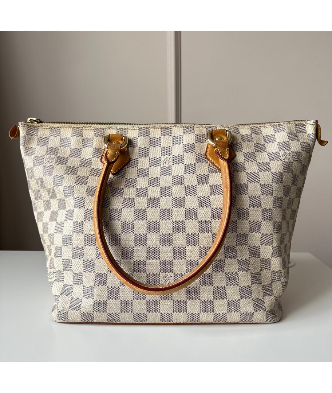 LOUIS VUITTON Белая кожаная сумка тоут, фото 10