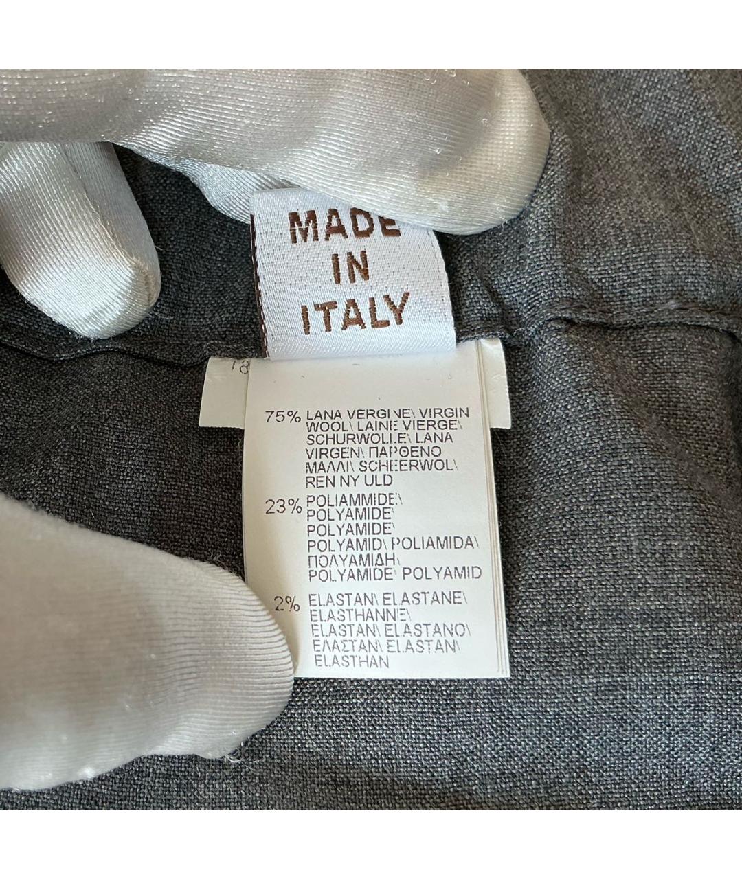 BRUNELLO CUCINELLI Серые шерстяные брюки узкие, фото 6