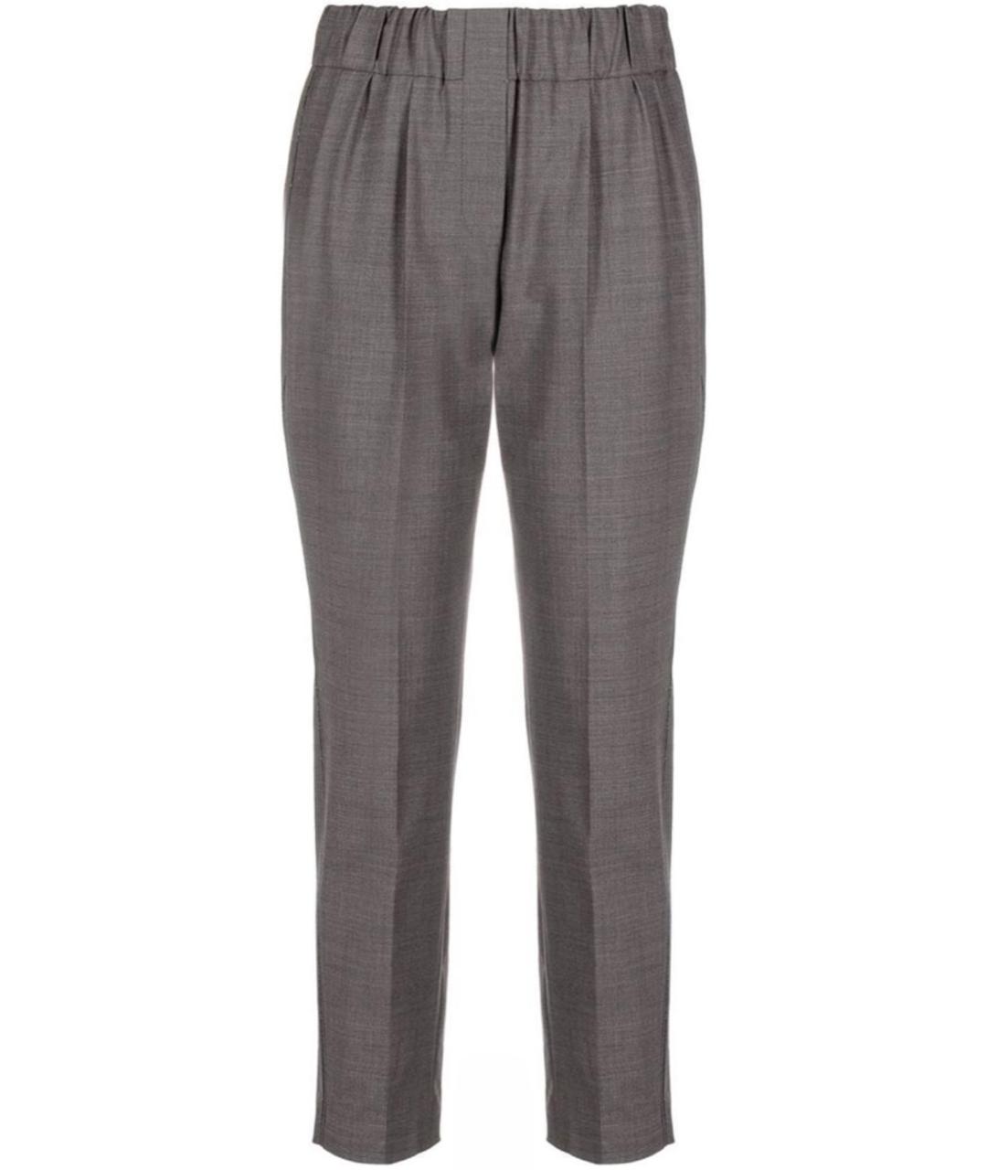 BRUNELLO CUCINELLI Серые шерстяные брюки узкие, фото 1
