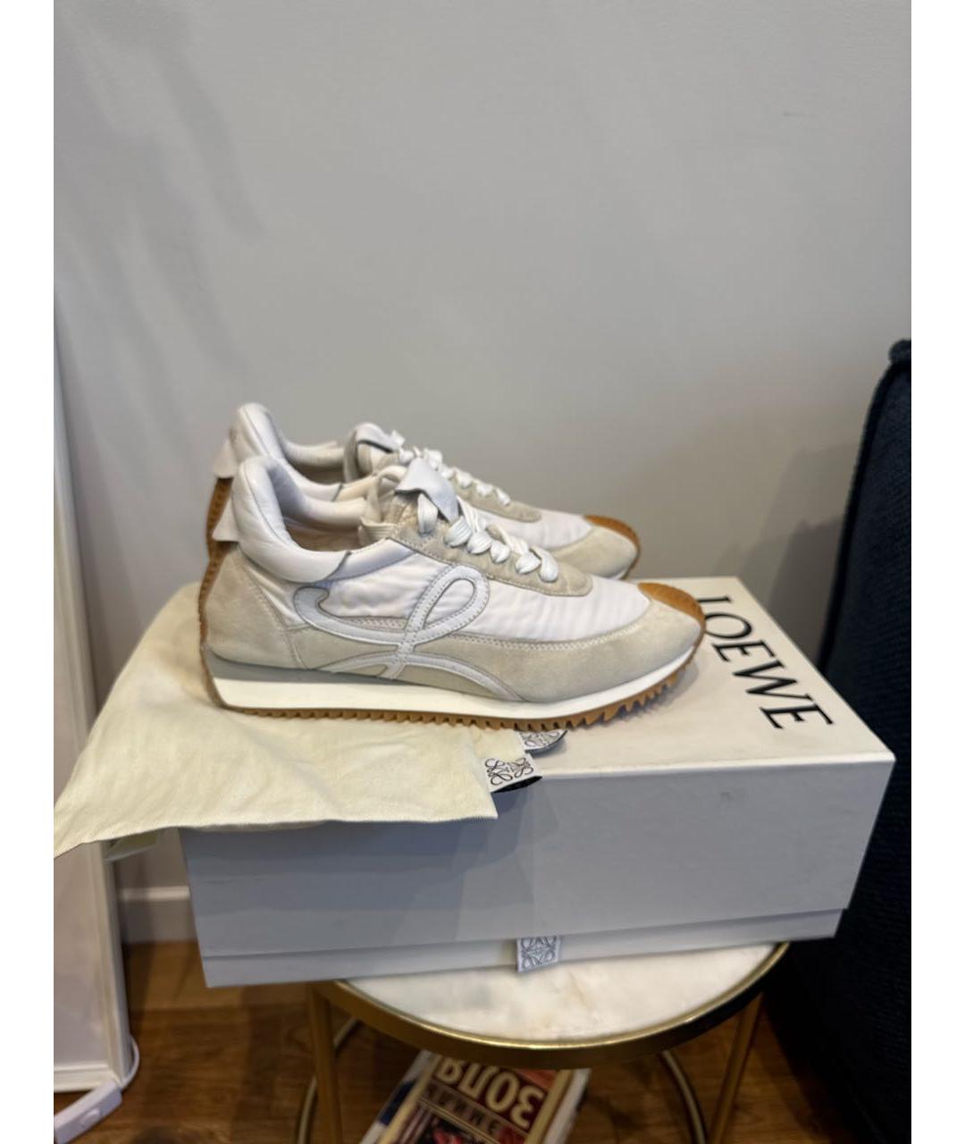 LOEWE Белые текстильные кеды, фото 6