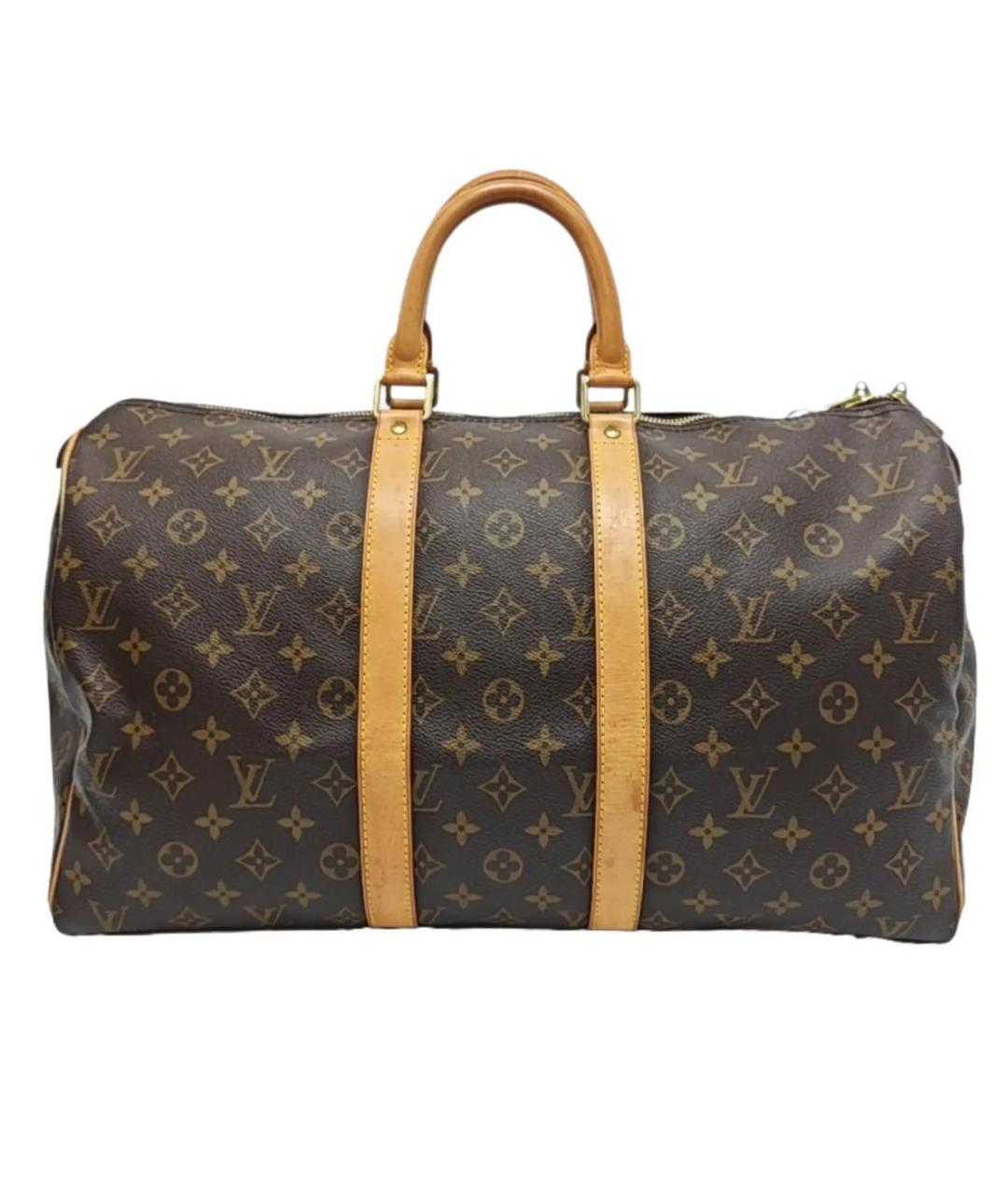 LOUIS VUITTON Коричневая кожаная дорожная/спортивная сумка, фото 9