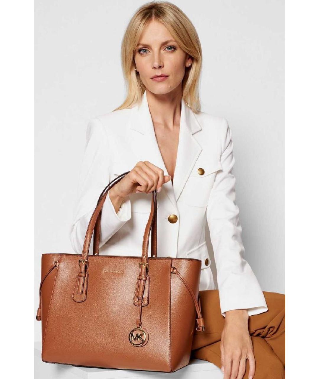 MICHAEL KORS Коричневая кожаная сумка тоут, фото 4