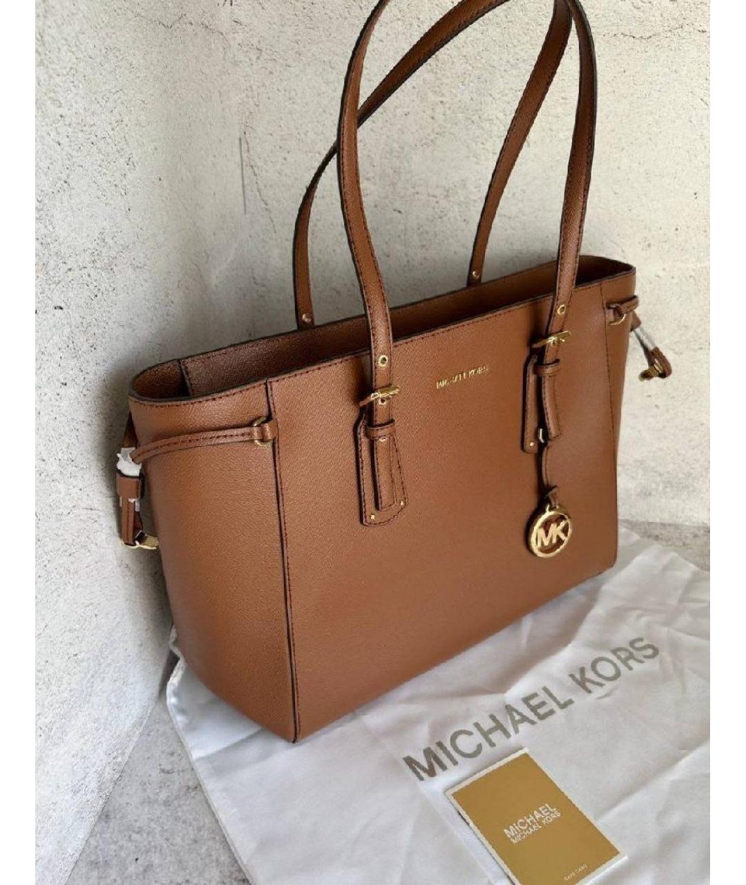 MICHAEL KORS Коричневая кожаная сумка тоут, фото 5