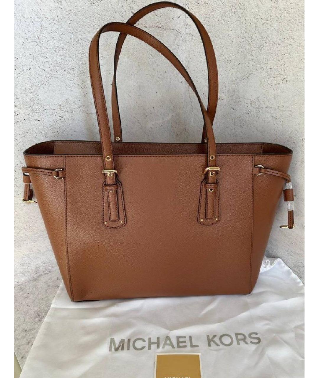 MICHAEL KORS Коричневая кожаная сумка тоут, фото 2