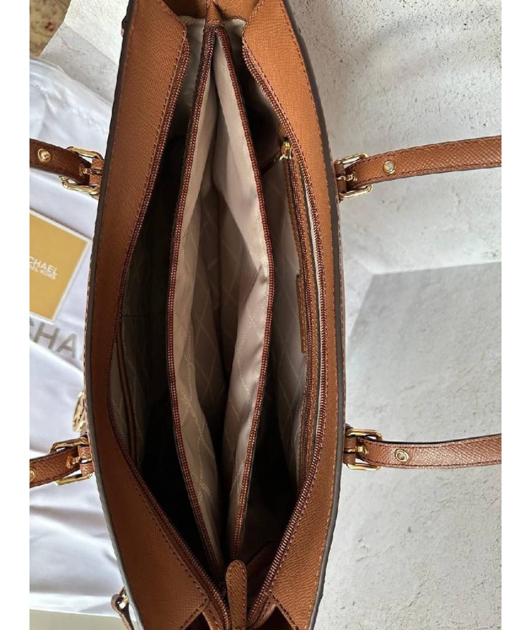MICHAEL KORS Коричневая кожаная сумка тоут, фото 3