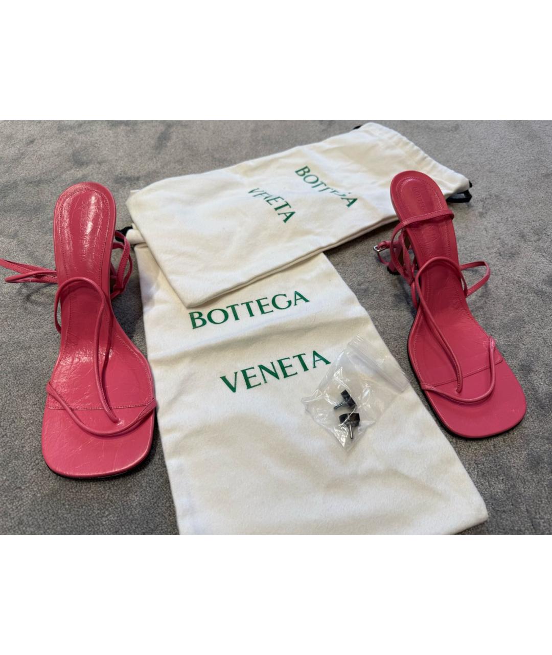 BOTTEGA VENETA Розовые кожаные босоножки, фото 6