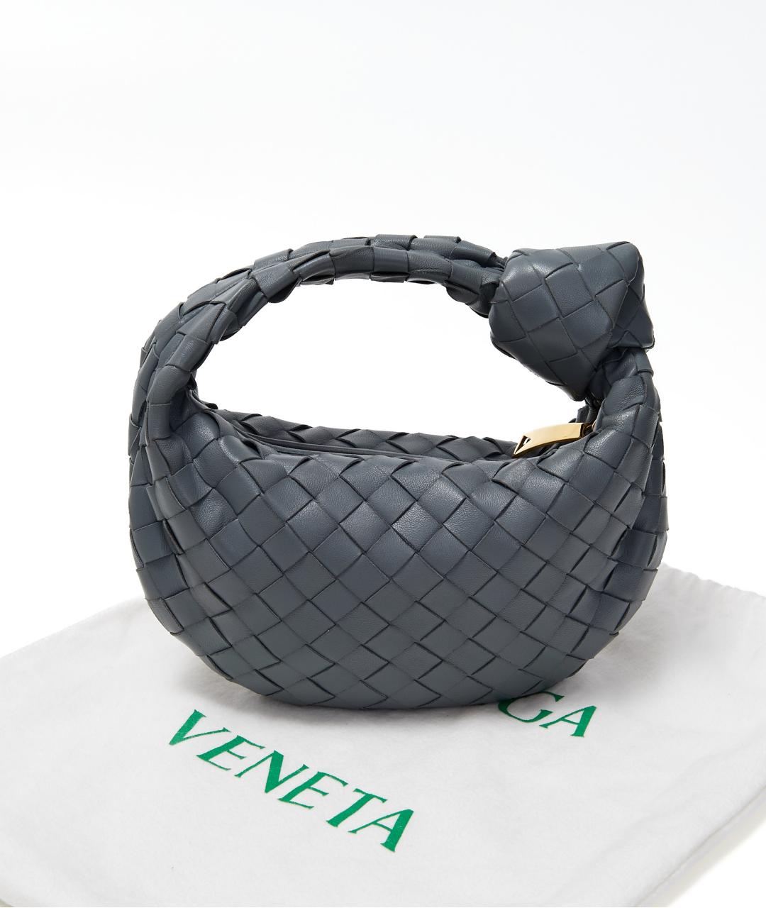 BOTTEGA VENETA Серая кожаная сумка с короткими ручками, фото 6