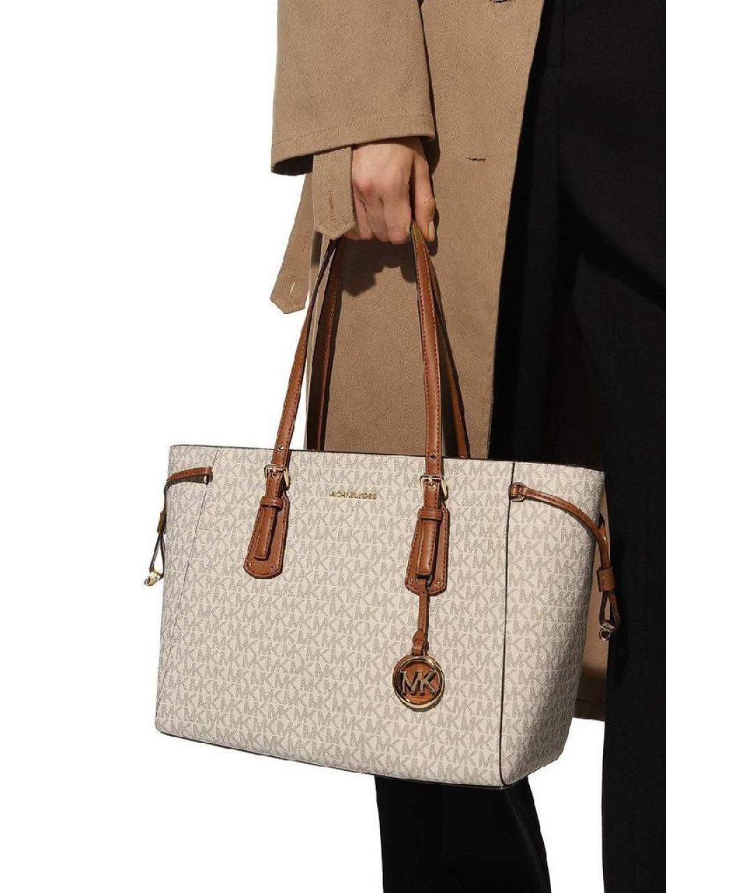 MICHAEL KORS Белая кожаная сумка тоут, фото 4