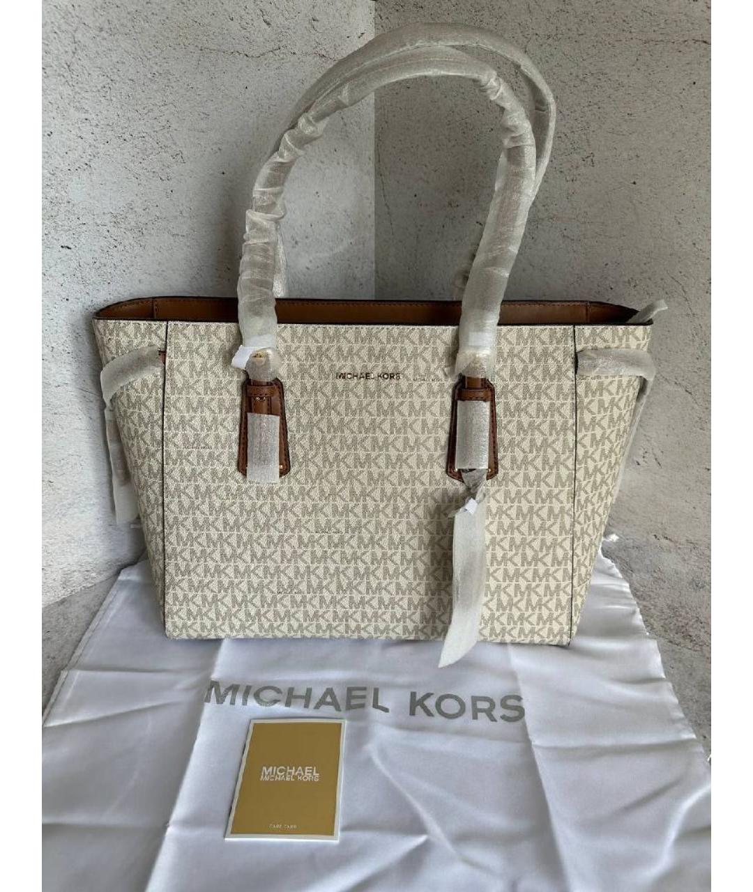 MICHAEL KORS Белая кожаная сумка тоут, фото 5