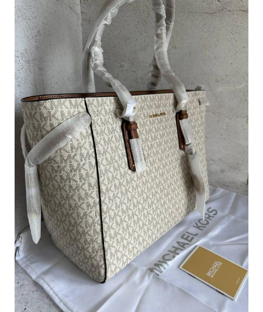 MICHAEL KORS Белая кожаная сумка тоут, фото 2