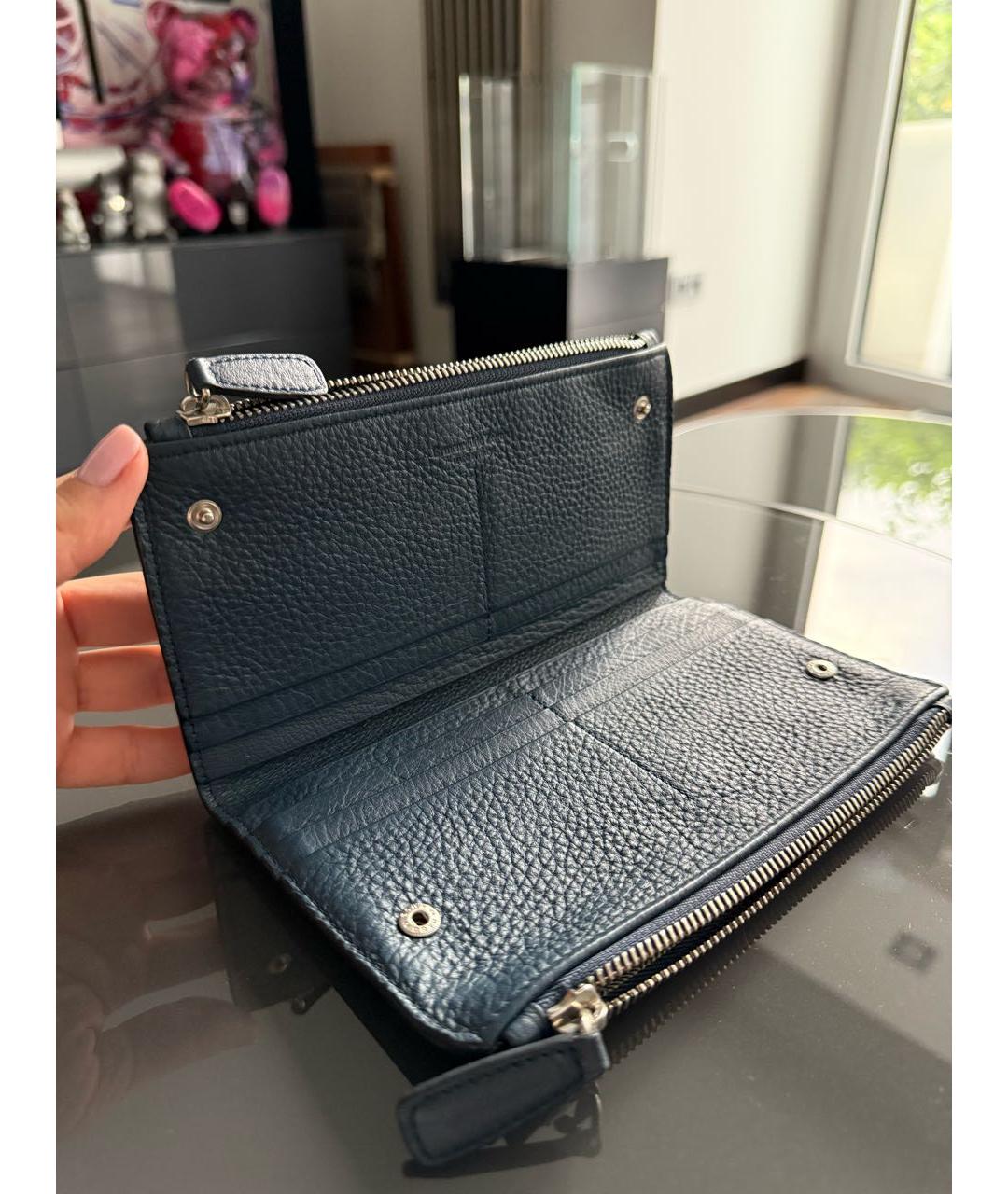 ERMENEGILDO ZEGNA XXX Темно-синий кожаный кошелек, фото 3