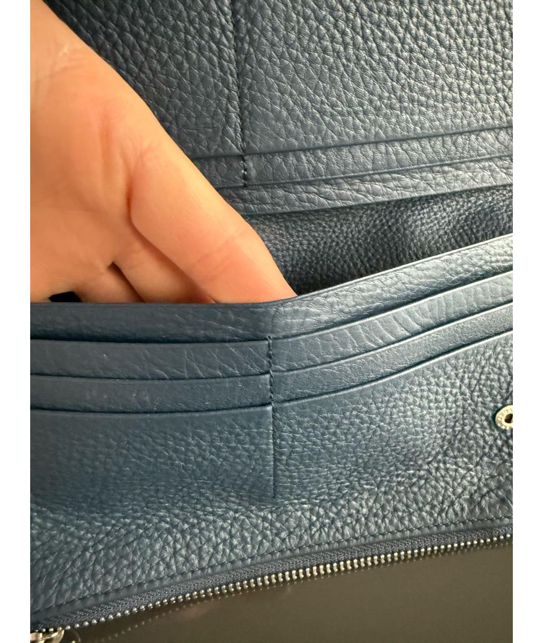 ERMENEGILDO ZEGNA XXX Темно-синий кожаный кошелек, фото 4
