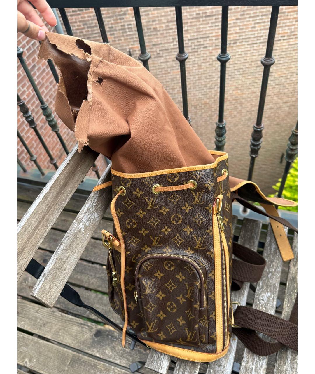 LOUIS VUITTON Коричневый кожаный рюкзак, фото 4