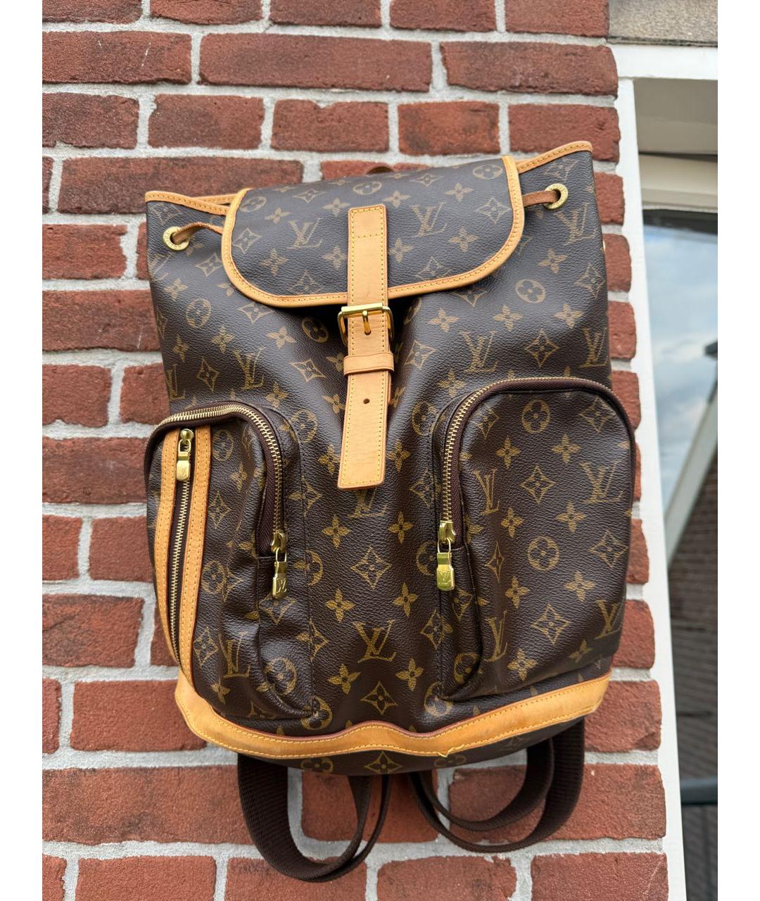 LOUIS VUITTON Коричневый кожаный рюкзак, фото 8