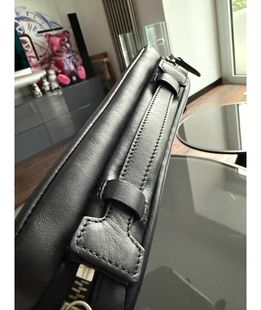 EMPORIO ARMANI Черная кожаная барсетка, фото 5