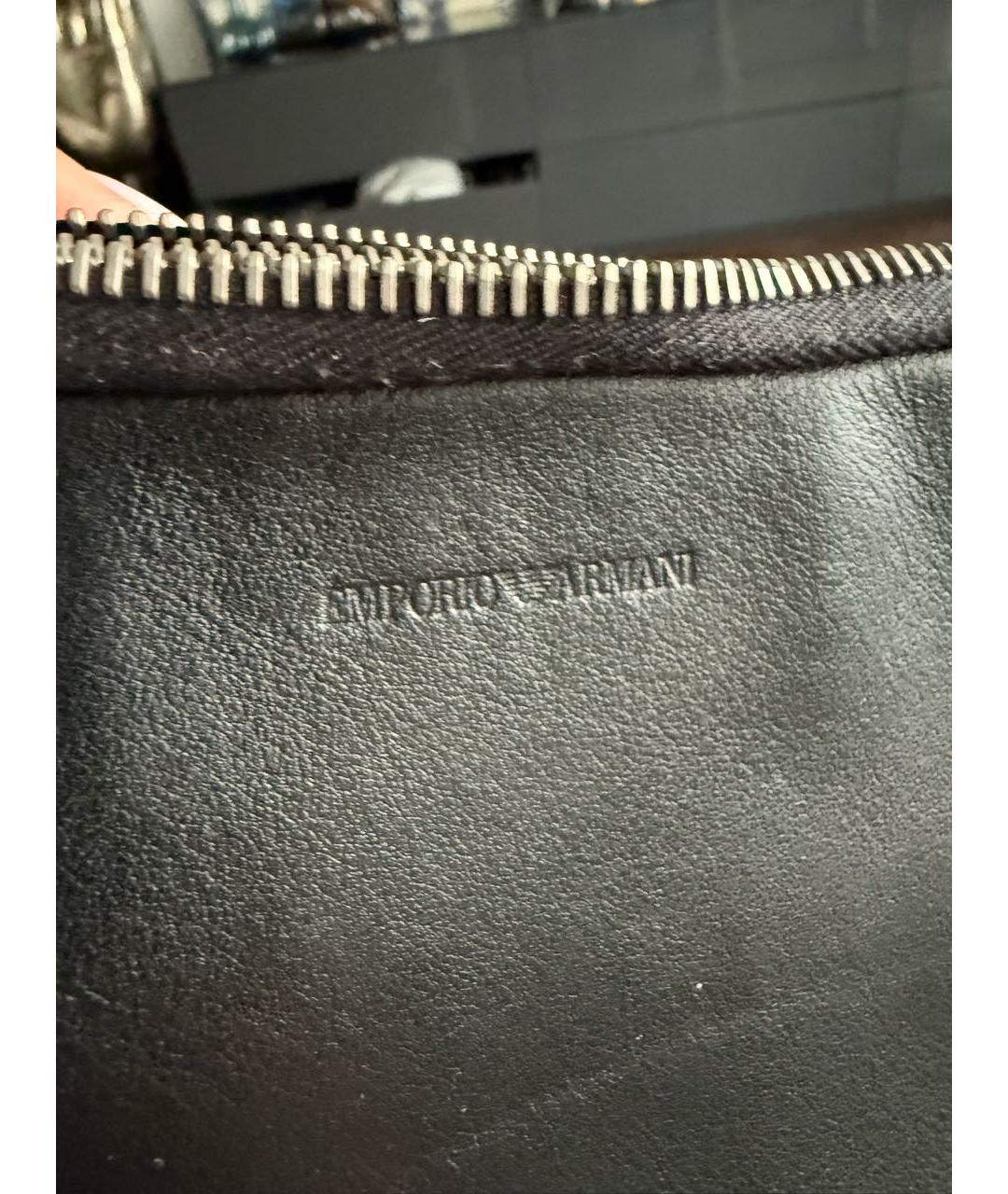 EMPORIO ARMANI Черная кожаная барсетка, фото 6