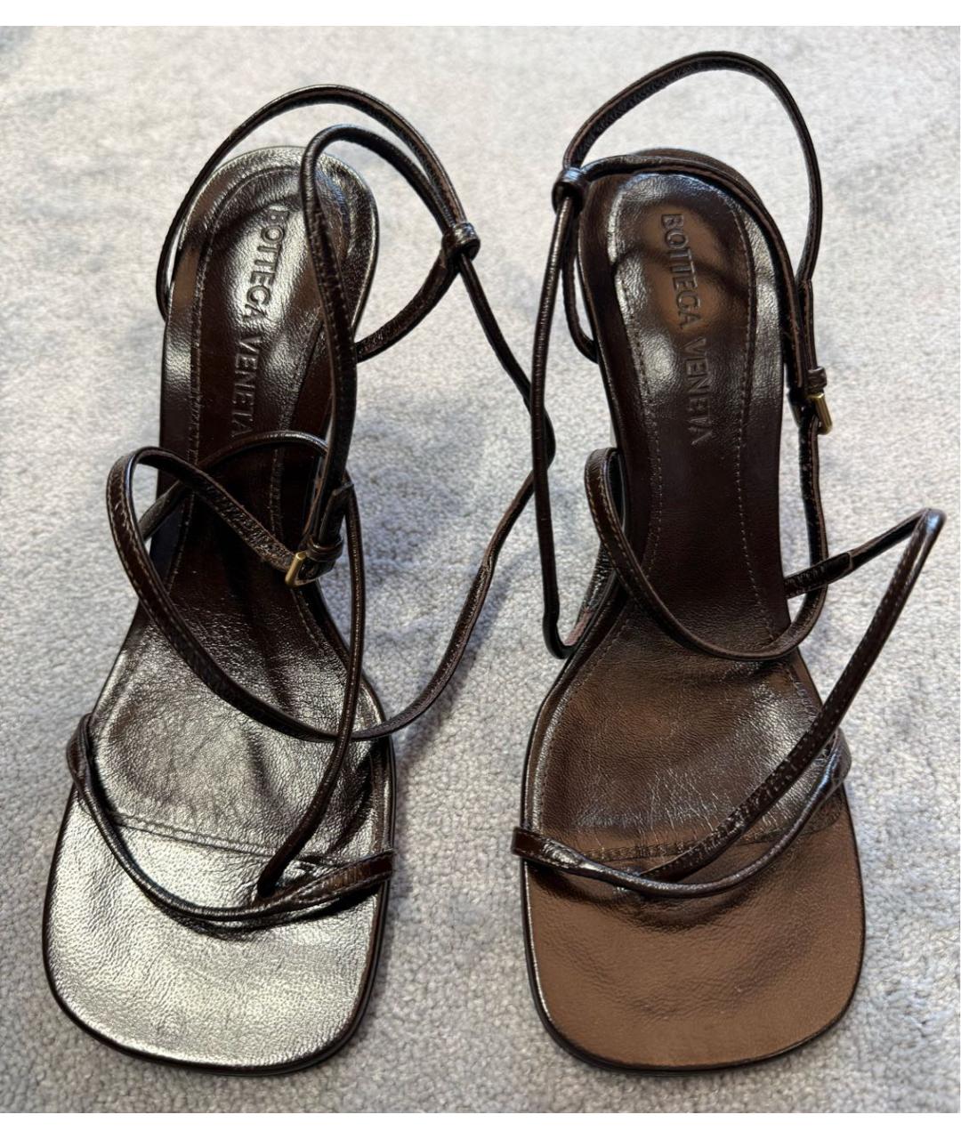 BOTTEGA VENETA Коричневые кожаные босоножки, фото 2