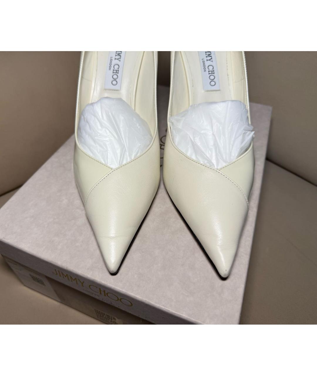 JIMMY CHOO Белые кожаные туфли, фото 2