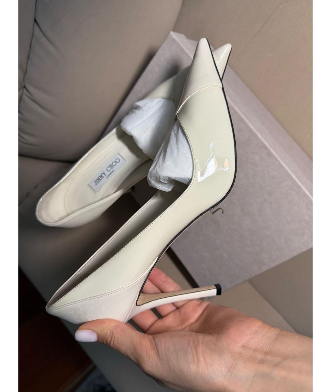 JIMMY CHOO Белые кожаные туфли, фото 7