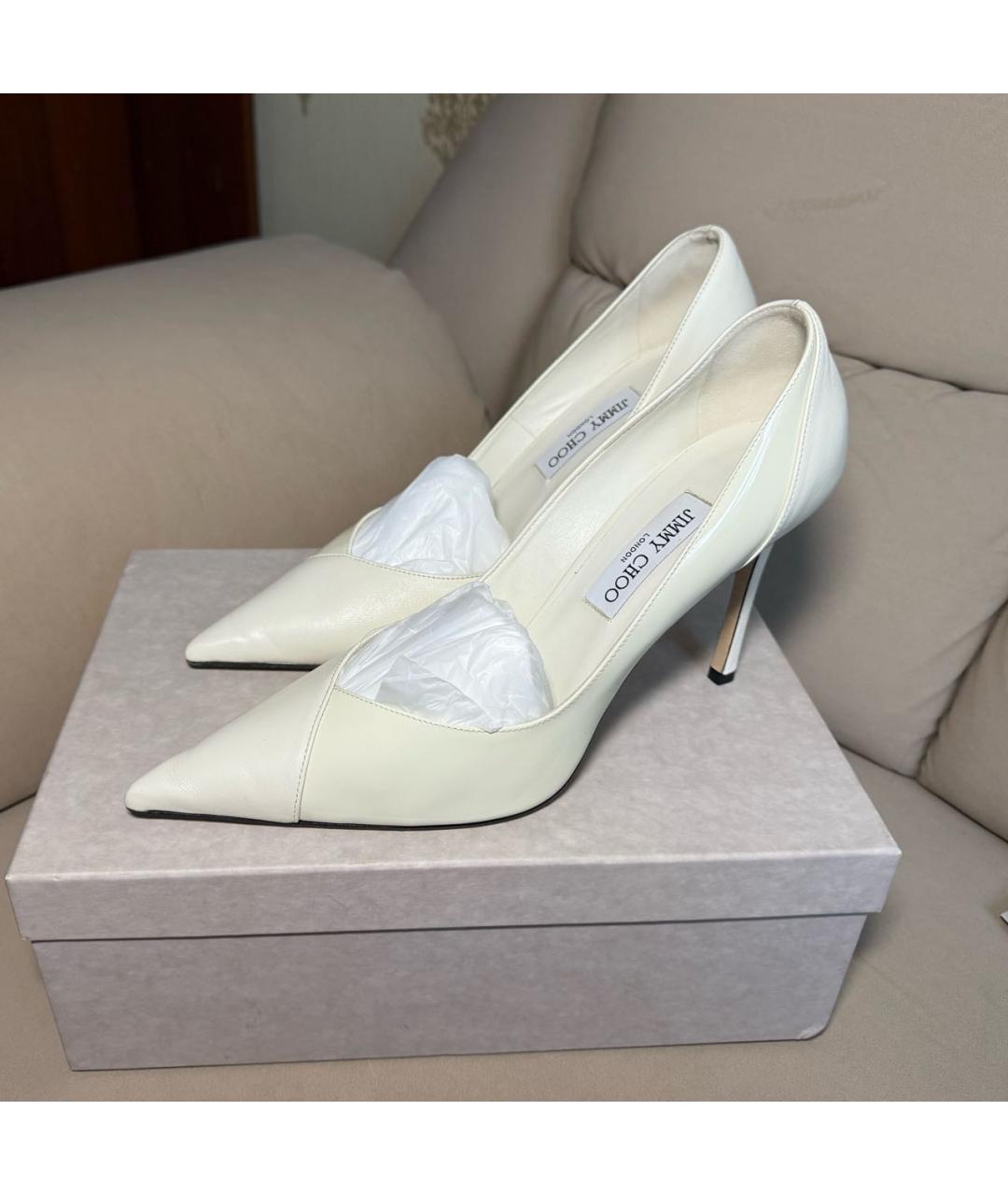 JIMMY CHOO Белые кожаные туфли, фото 3