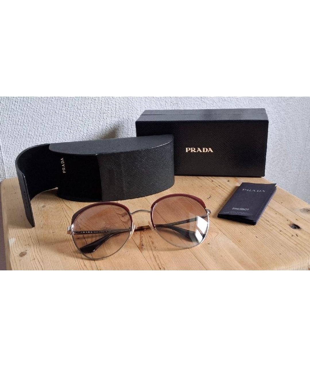 PRADA Коричневые металлические солнцезащитные очки, фото 2