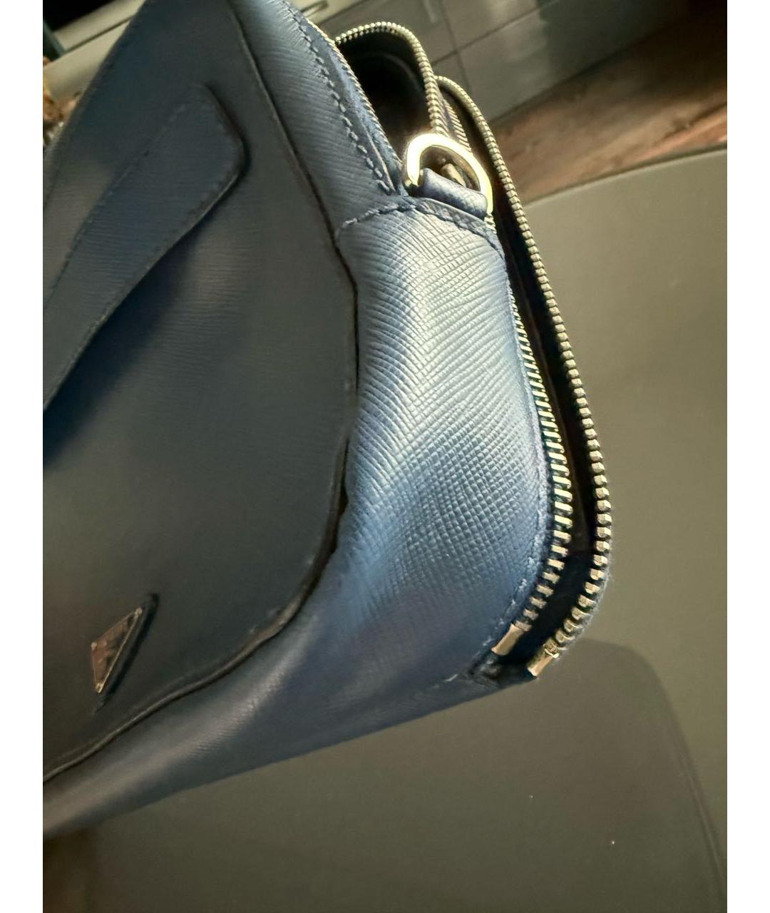 PRADA Синяя кожаная барсетка, фото 5