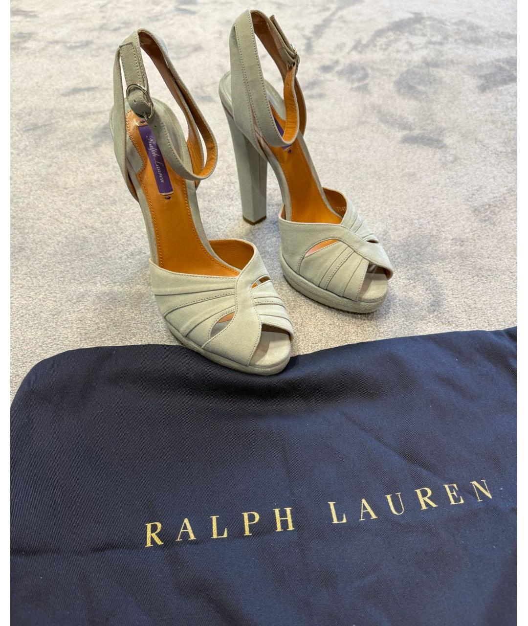 RALPH LAUREN Голубые замшевые босоножки, фото 5