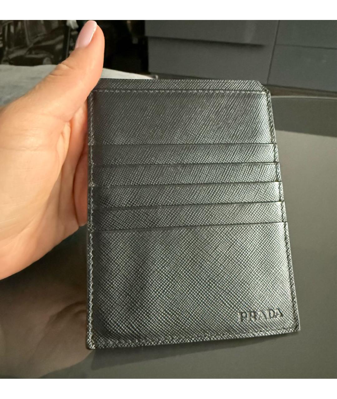 PRADA Черная кожаная визитница, фото 3