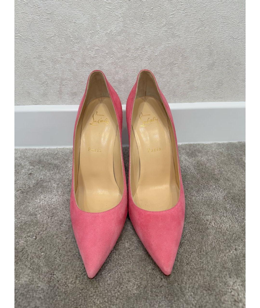 CHRISTIAN LOUBOUTIN Розовые нубуковые туфли, фото 2