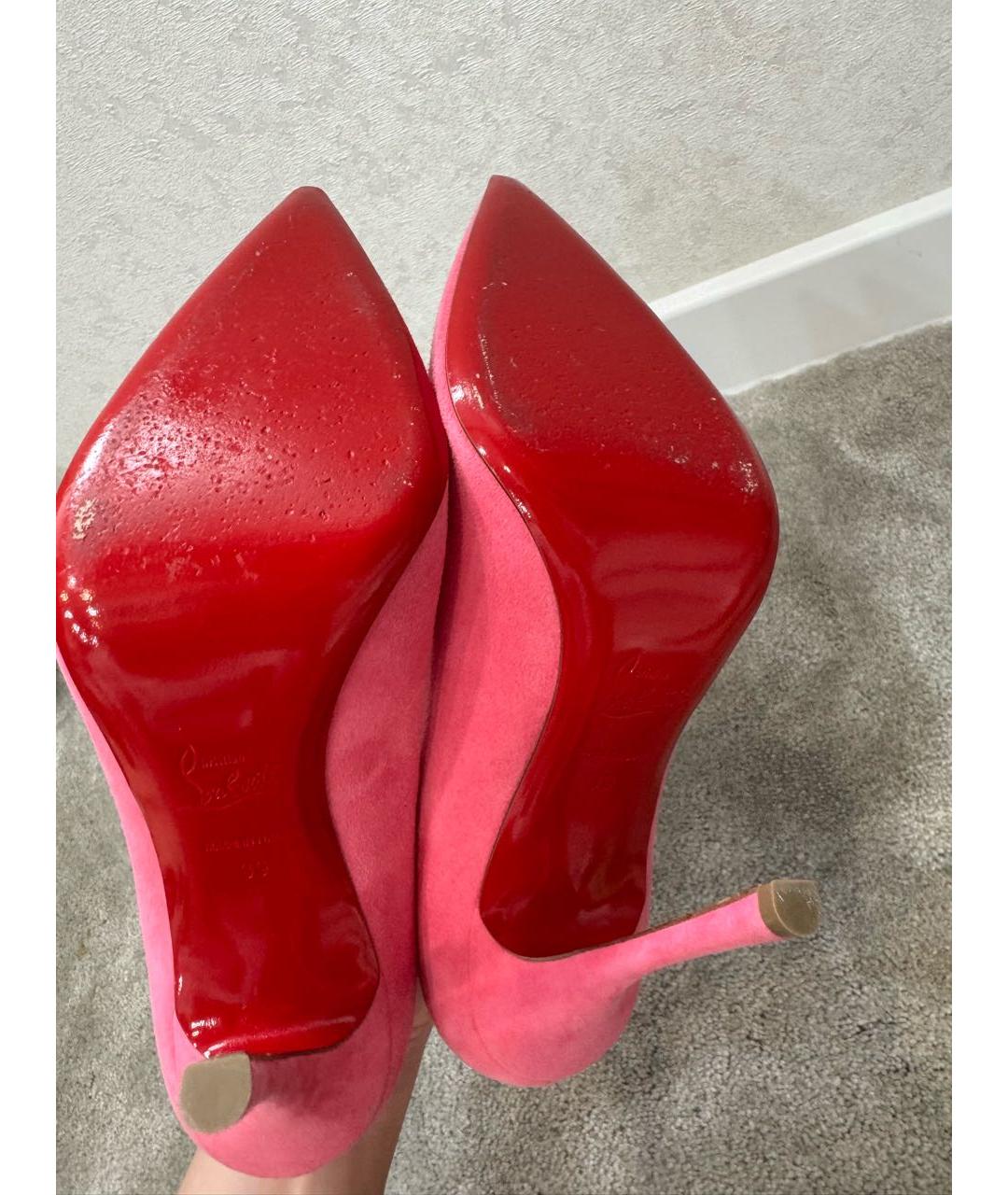 CHRISTIAN LOUBOUTIN Розовые нубуковые туфли, фото 4