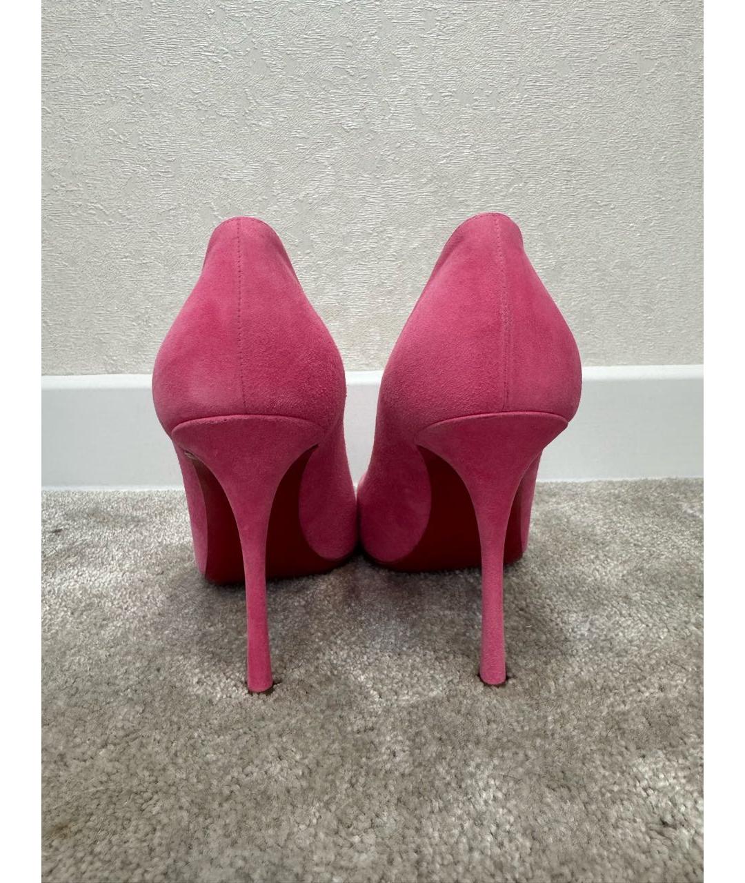 CHRISTIAN LOUBOUTIN Розовые нубуковые туфли, фото 3