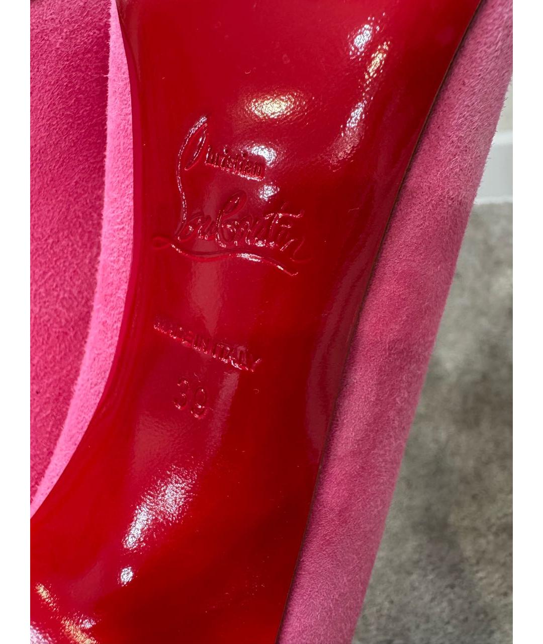 CHRISTIAN LOUBOUTIN Розовые нубуковые туфли, фото 5