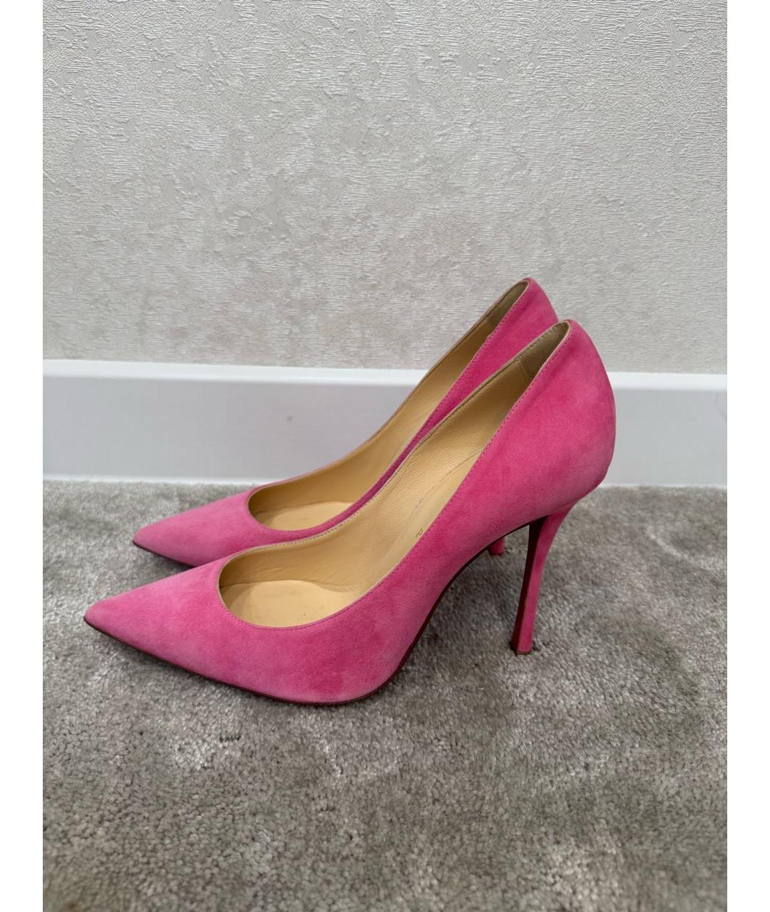 CHRISTIAN LOUBOUTIN Розовые нубуковые туфли, фото 6