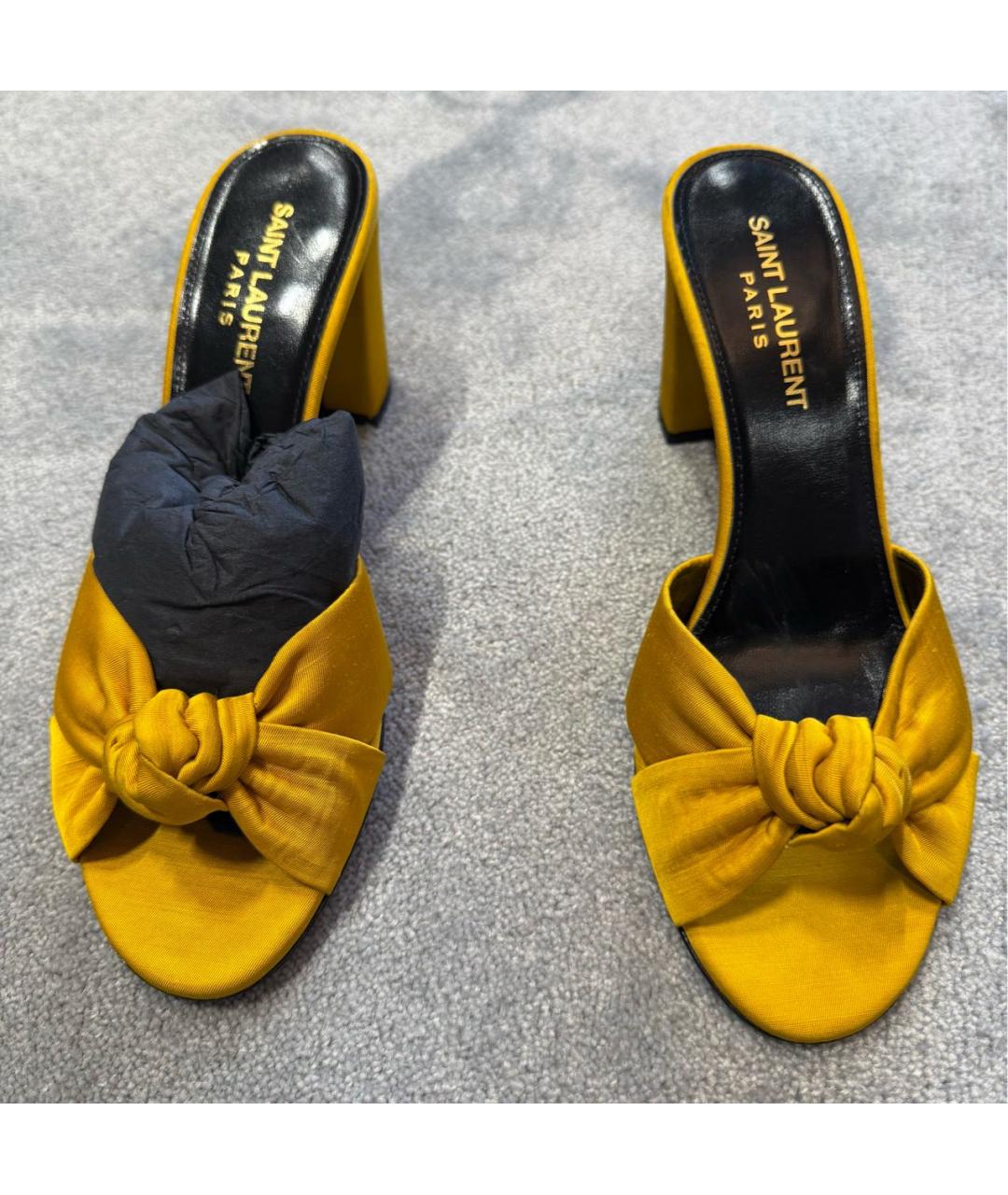 SAINT LAURENT Золотые мюли, фото 2