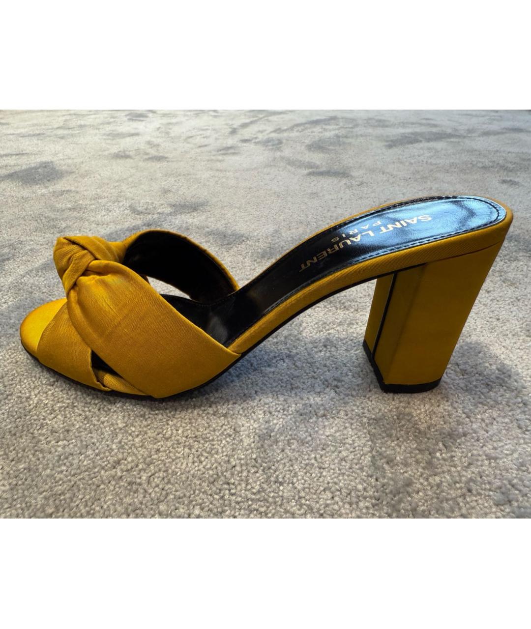 SAINT LAURENT Золотые мюли, фото 9
