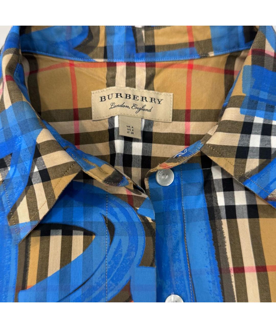 BURBERRY Синяя хлопковая рубашка, фото 4