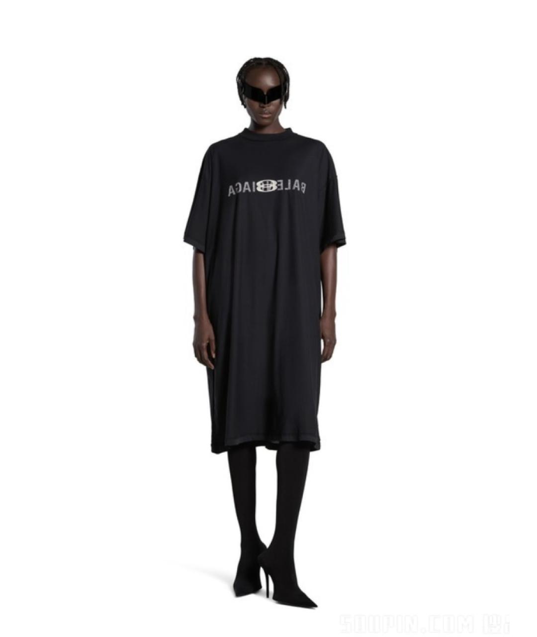 BALENCIAGA Черное хлопковое повседневное платье, фото 2