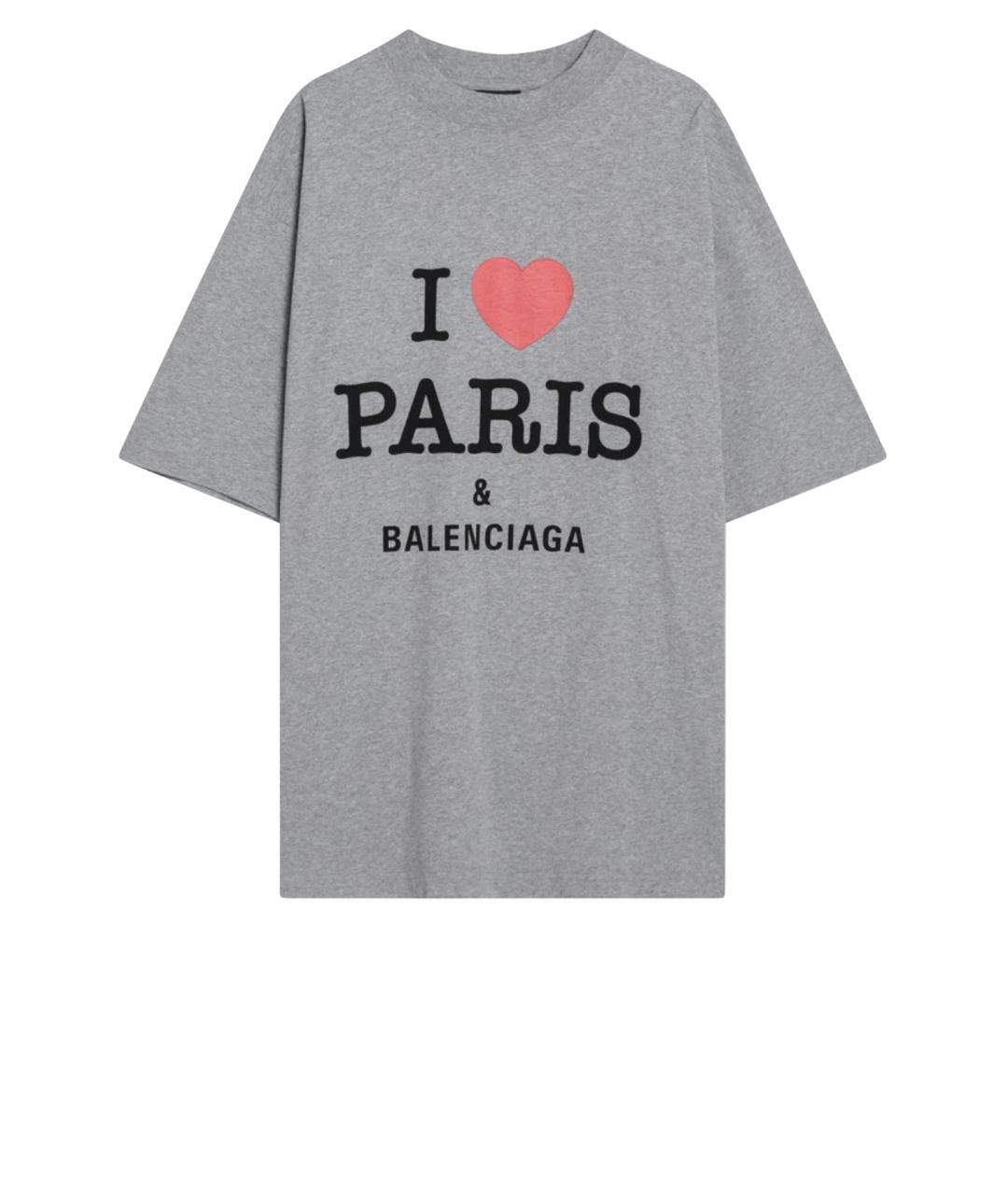 BALENCIAGA Серая хлопковая футболка, фото 1