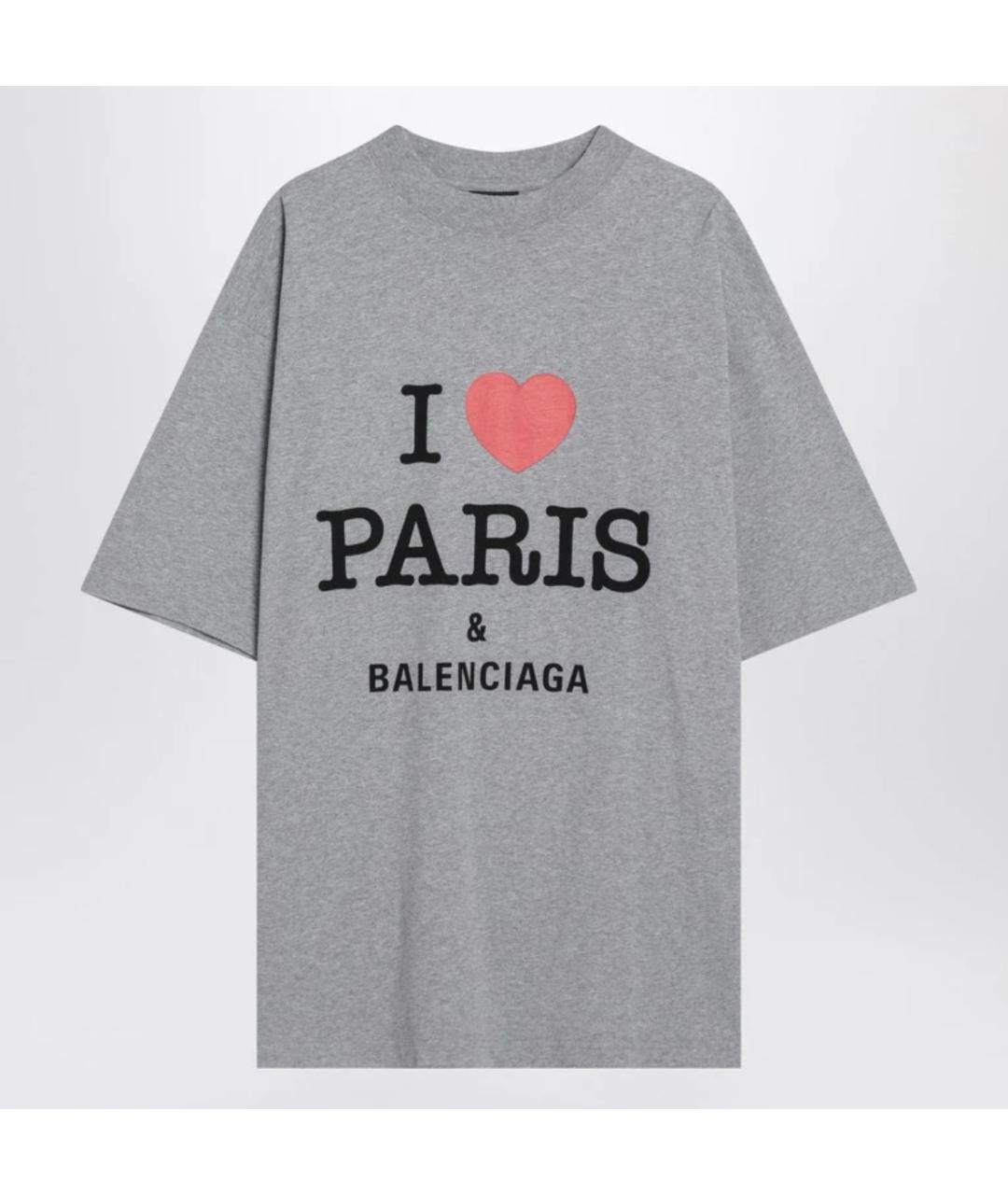 BALENCIAGA Серая хлопковая футболка, фото 4