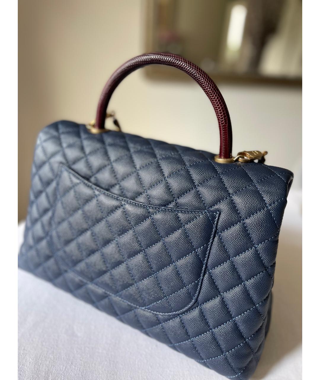 CHANEL Темно-синяя кожаная сумка через плечо, фото 3