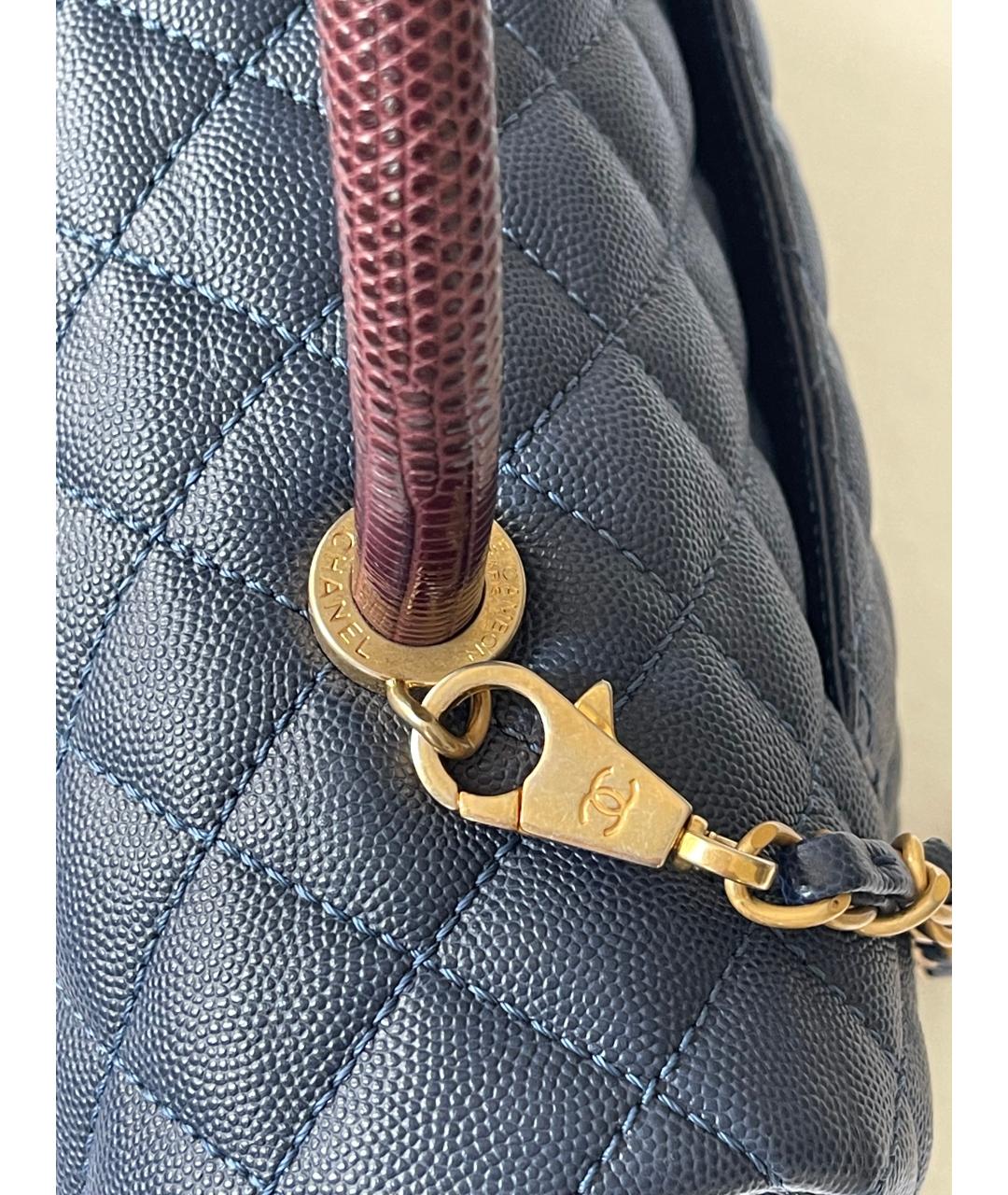 CHANEL Темно-синяя кожаная сумка через плечо, фото 5