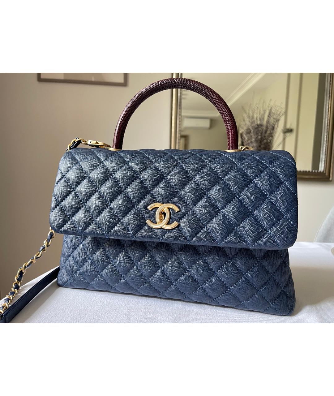 CHANEL Темно-синяя кожаная сумка через плечо, фото 8