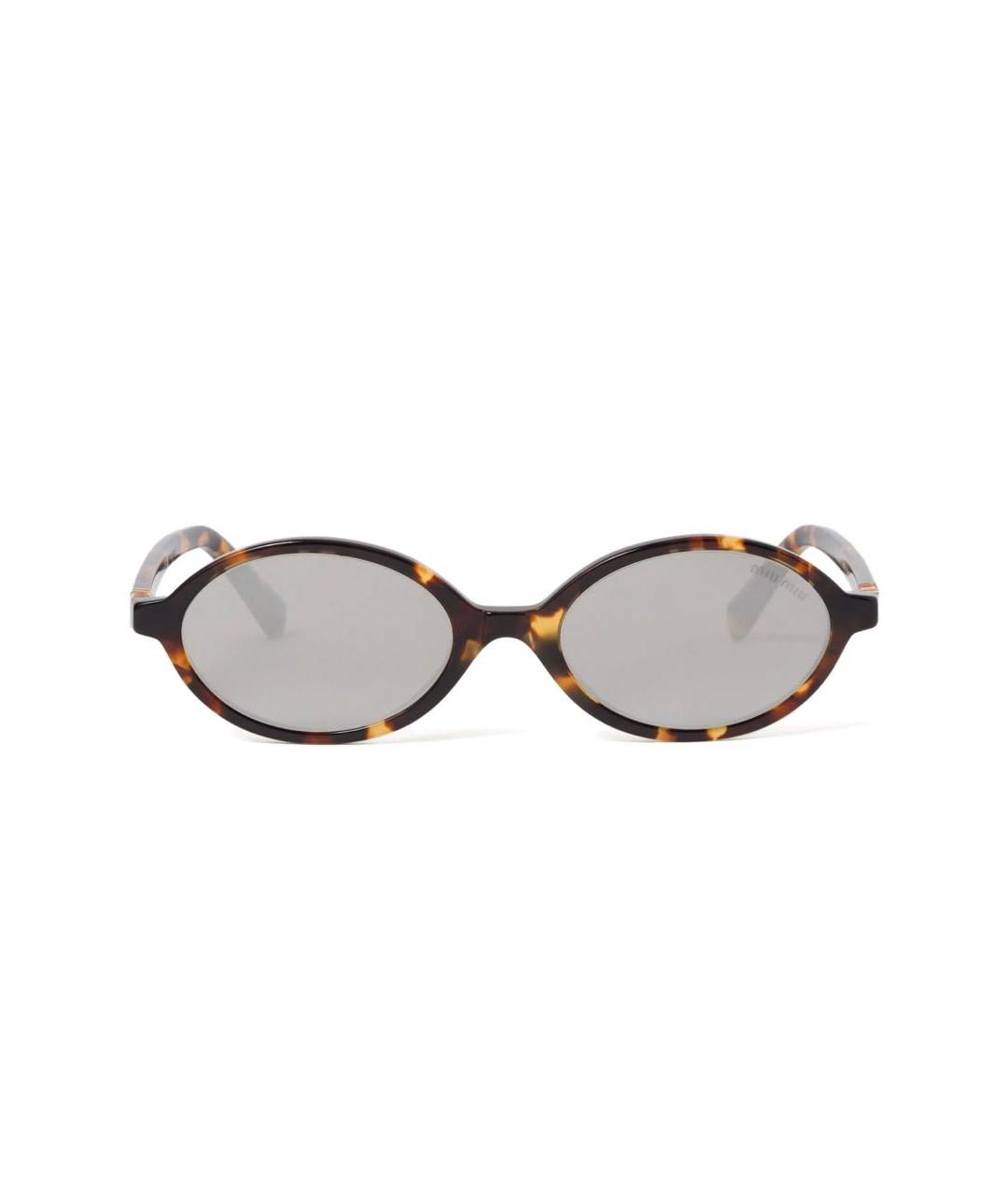 MIU MIU Коричневые пластиковые солнцезащитные очки, фото 4